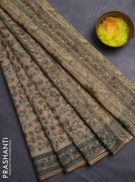 Kota doria saree sandal with allover prints and printed border