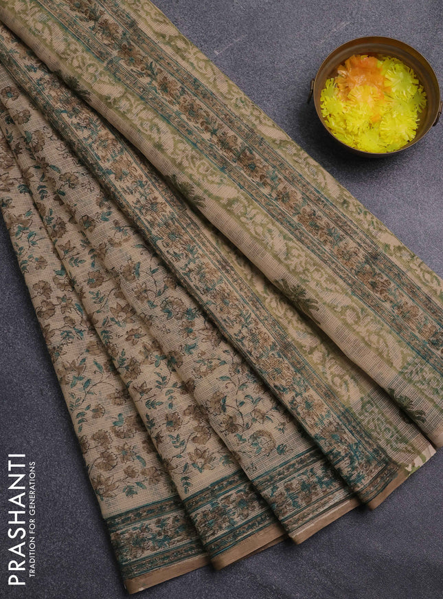 Kota doria saree sandal with allover prints and printed border