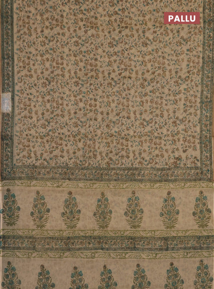 Kota doria saree sandal with allover prints and printed border