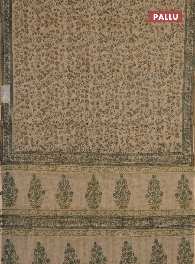 Kota doria saree sandal with allover prints and printed border