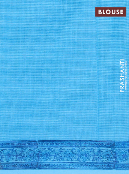 Kota doria saree blue with allover prints and printed border