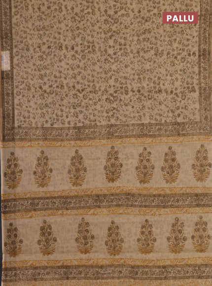 Kota doria saree sandal with allover prints and printed border