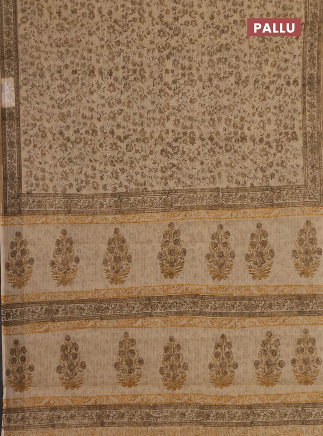 Kota doria saree sandal with allover prints and printed border