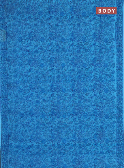 Kota doria saree blue with allover prints and printed border