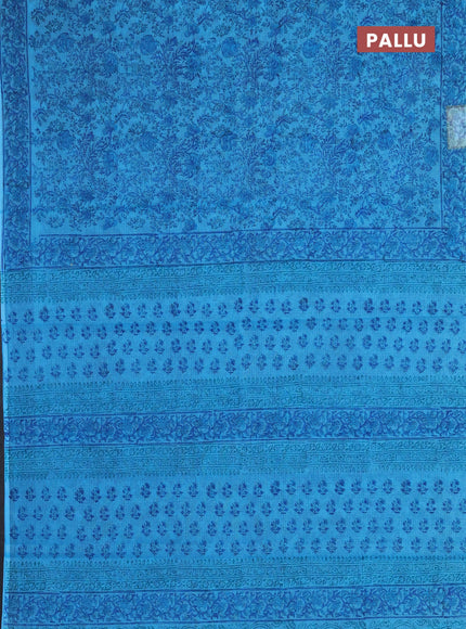 Kota doria saree blue with allover prints and printed border