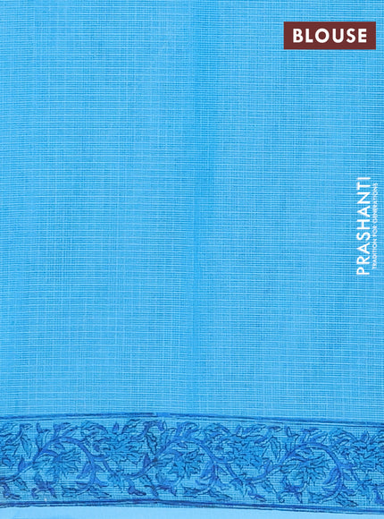 Kota doria saree blue with allover prints and printed border