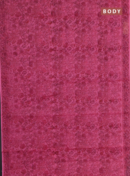 Kota doria saree pink with allover prints and printed border
