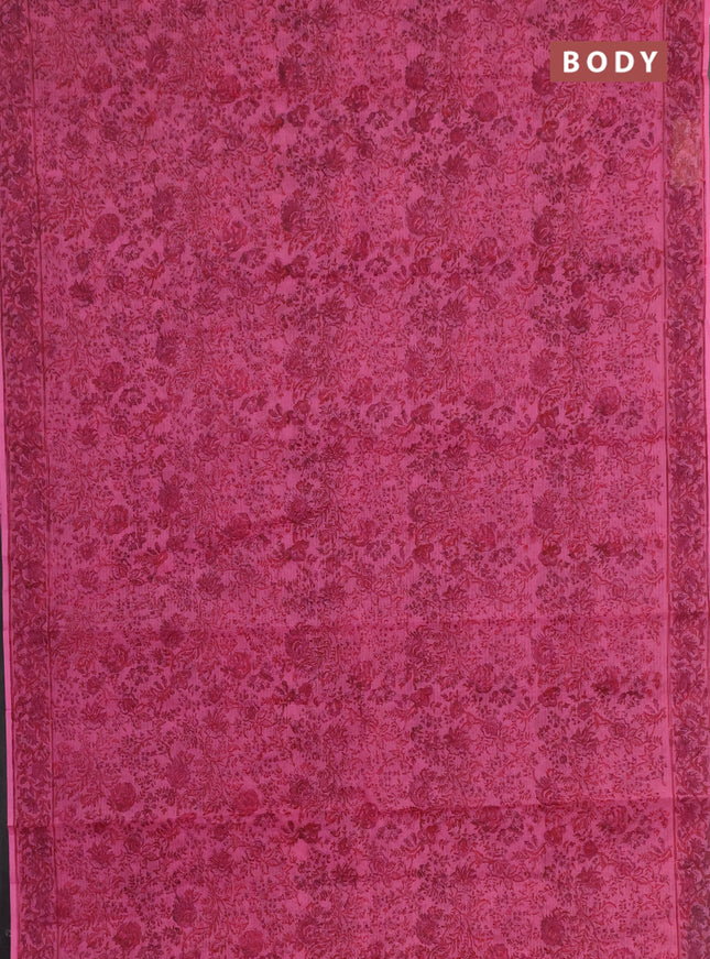 Kota doria saree pink with allover prints and printed border