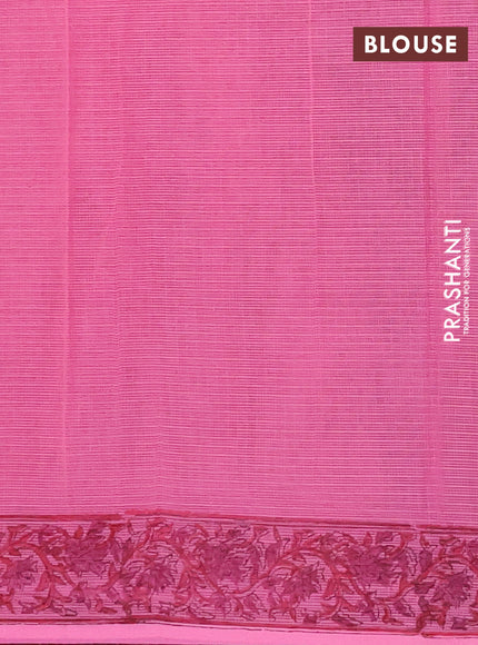 Kota doria saree pink with allover prints and printed border