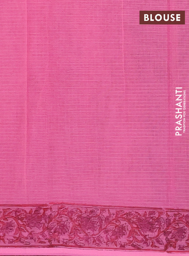 Kota doria saree pink with allover prints and printed border