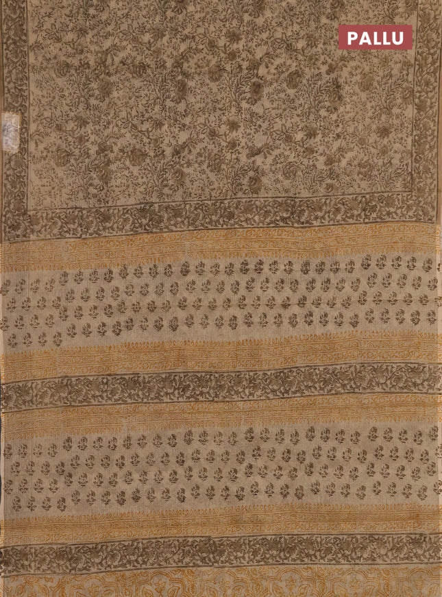 Kota doria saree sandal with allover prints and printed border