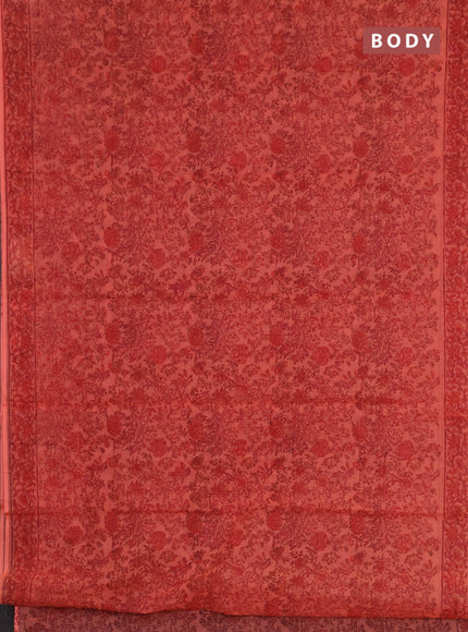 Kota doria saree peach shade with allover prints and printed border