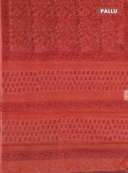 Kota doria saree peach shade with allover prints and printed border
