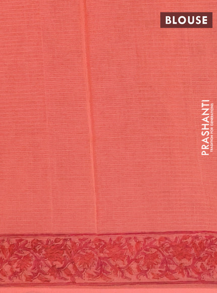 Kota doria saree peach shade with allover prints and printed border