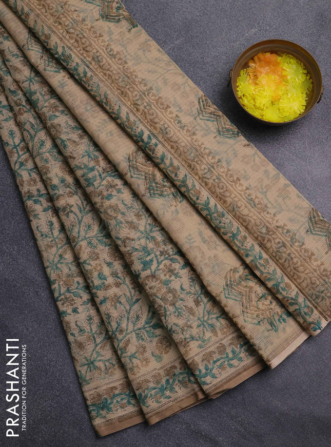 Kota doria saree sandal with allover prints and printed border