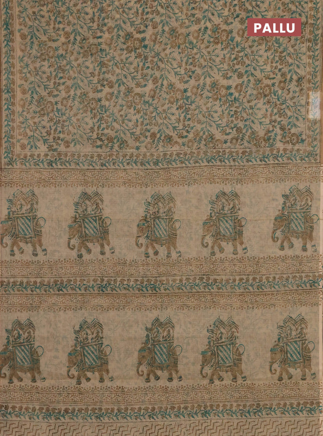 Kota doria saree sandal with allover prints and printed border