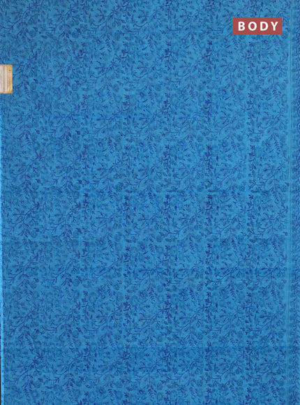 Kota doria saree blue with allover prints and printed border