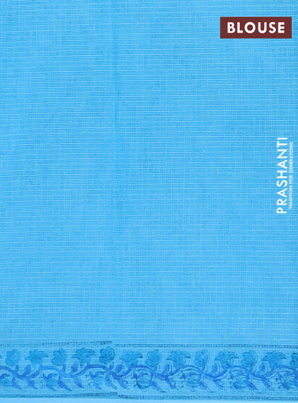 Kota doria saree blue with allover prints and printed border