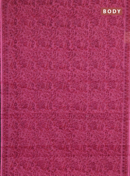 Kota doria saree pink with allover prints and printed border