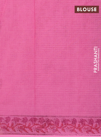 Kota doria saree pink with allover prints and printed border