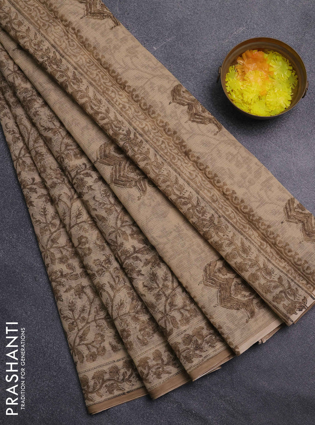 Kota doria saree sandal with allover prints and printed border
