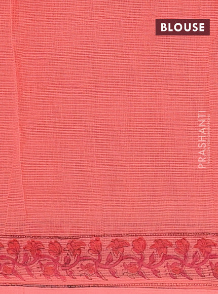 Kota doria saree peach shade with allover prints and printed border