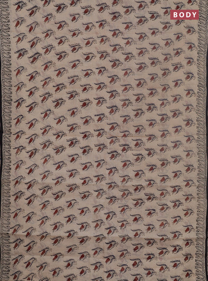 Kota doria saree beige and black with allover butta prints and printed border