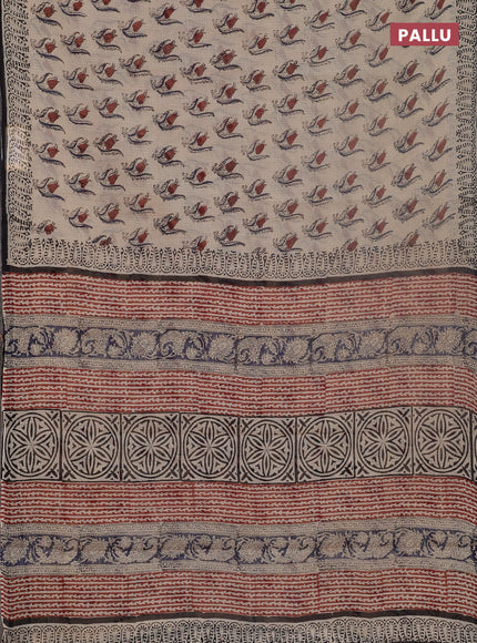 Kota doria saree beige and black with allover butta prints and printed border