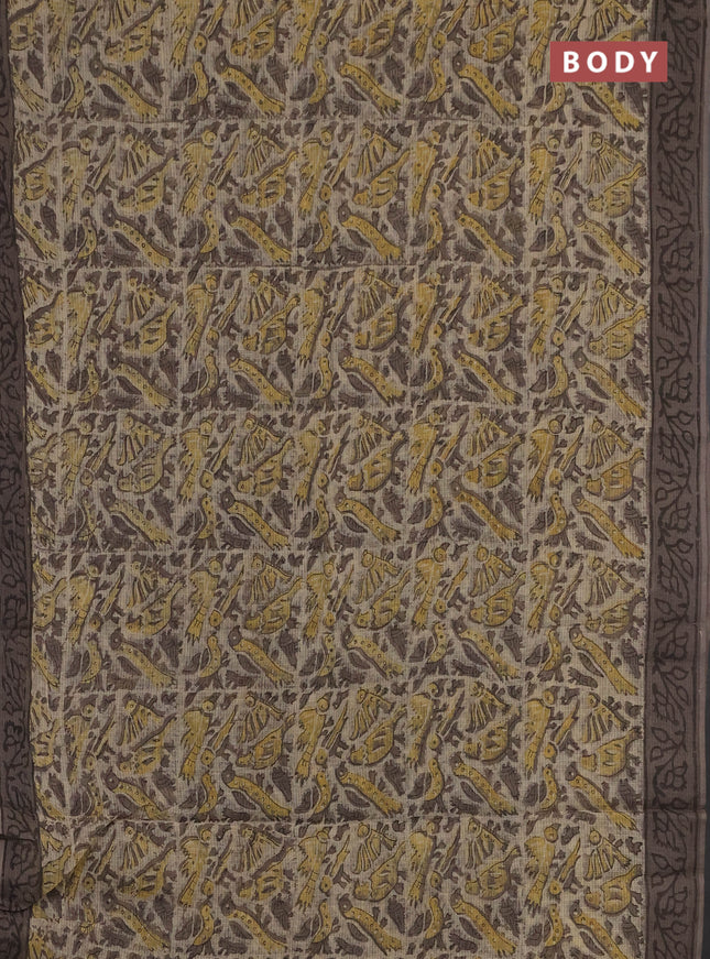 Kota doria saree grey with allover prints and printed border