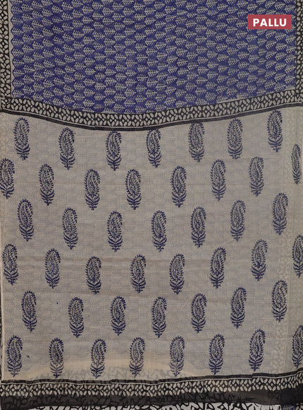 Kota doria saree blue and black with allover butta prints and printed border