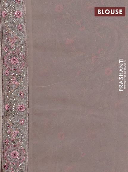 Georgette saree beige with allover paisley embroidery stone work