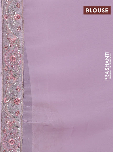 Georgette saree pastel pink with allover paisley embroidery stone work