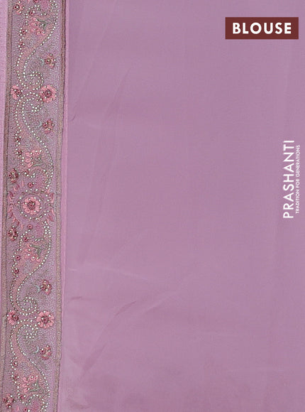 Georgette saree mauve pink with allover paisley embroidery stone work