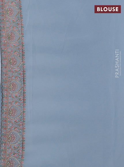 Georgette saree pastel blue with allover embroidery stone work