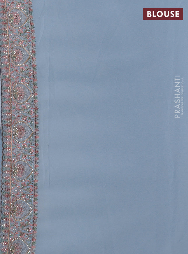 Georgette saree pastel blue with allover embroidery stone work
