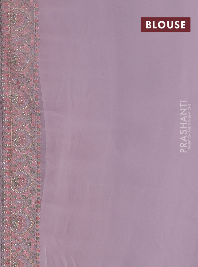 Georgette saree pastel lavender with allover embroidery stone work