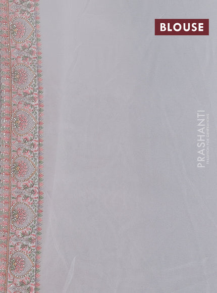 Georgette saree off white with allover embroidery stone work