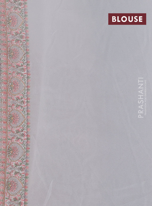 Georgette saree off white with allover embroidery stone work
