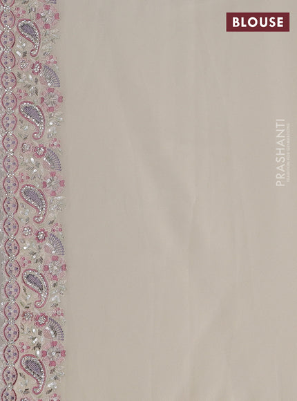 Georgette saree off white with allover sequin embroidery work and embroidery stone work border