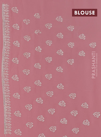Georgette saree pastel pink with allover embroidery work and embroidery border
