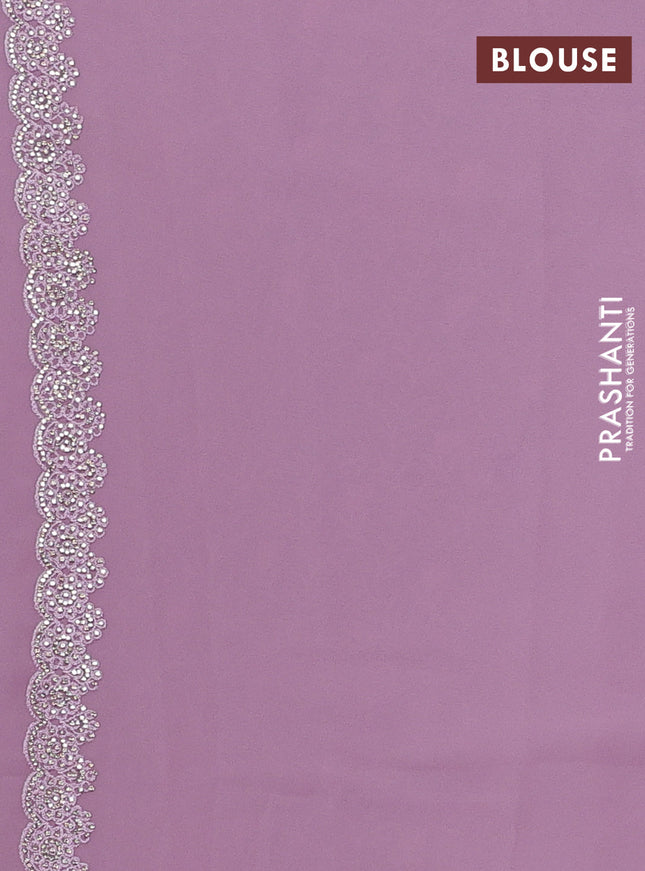 Georgette saree pastel pink and  with allover embroidery stone work and stone work border
