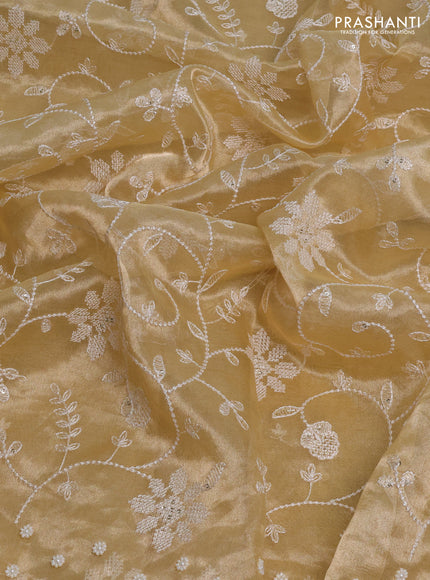 Tissue silk saree pale yellow with allover embroidery & sequin work