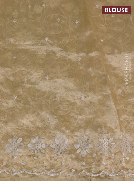 Tissue silk saree pale yellow with allover embroidery & sequin work