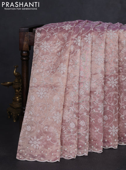 Tissue silk saree light pink with allover embroidery & sequin work