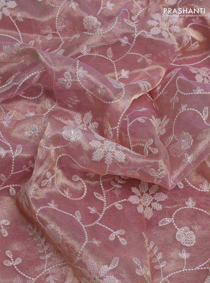 Tissue silk saree light pink with allover embroidery & sequin work