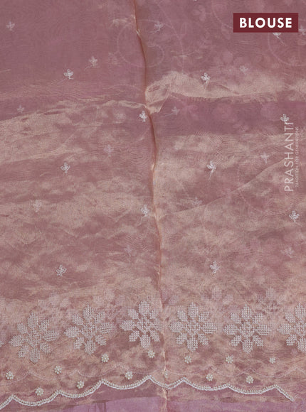 Tissue silk saree light pink with allover embroidery & sequin work