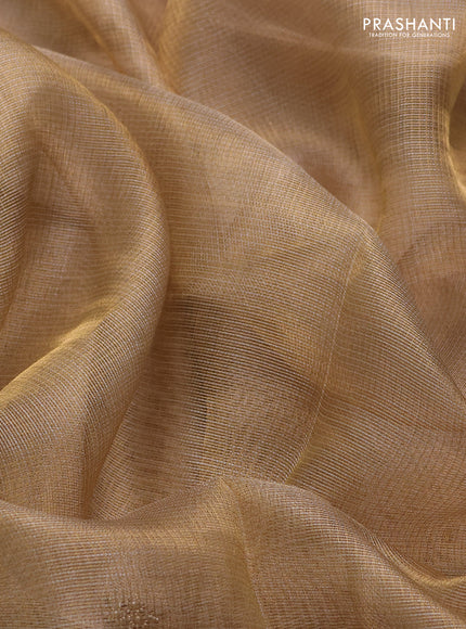 Tissue silk saree beige with beaded work and beaded work embroidery border