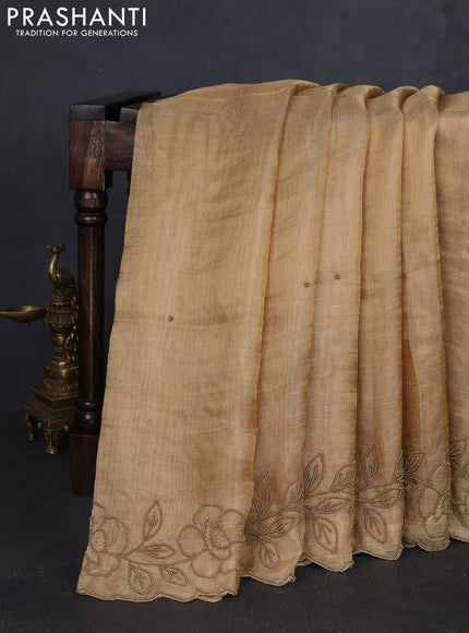 Tissue silk saree sandal with beaded work and beaded work embroidery border