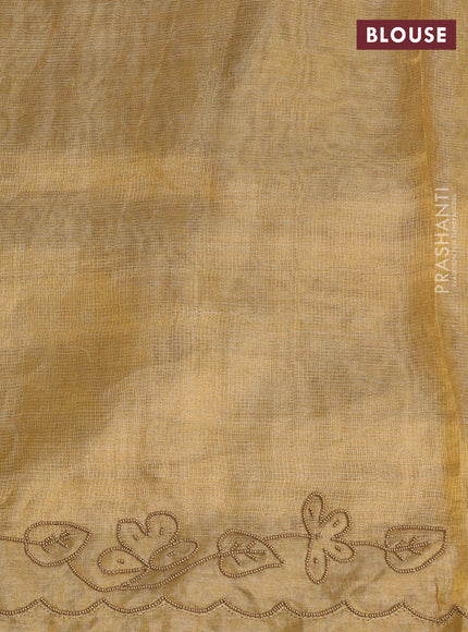 Tissue silk saree sandal with beaded work and beaded work embroidery border