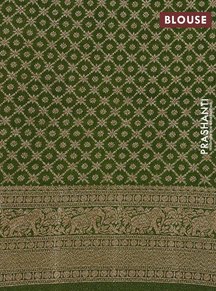 Banarasi semi georgette saree pink and light green with allover thread & zari woven buttas and zari woven border
